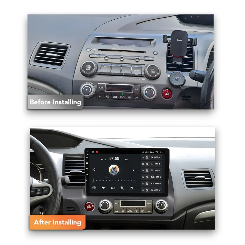 Honda Civic Sedan (2006 - 2011) Multimedia 10" Touchscreen Display + Built-In Wireless Carplay & Android Auto - Image 6