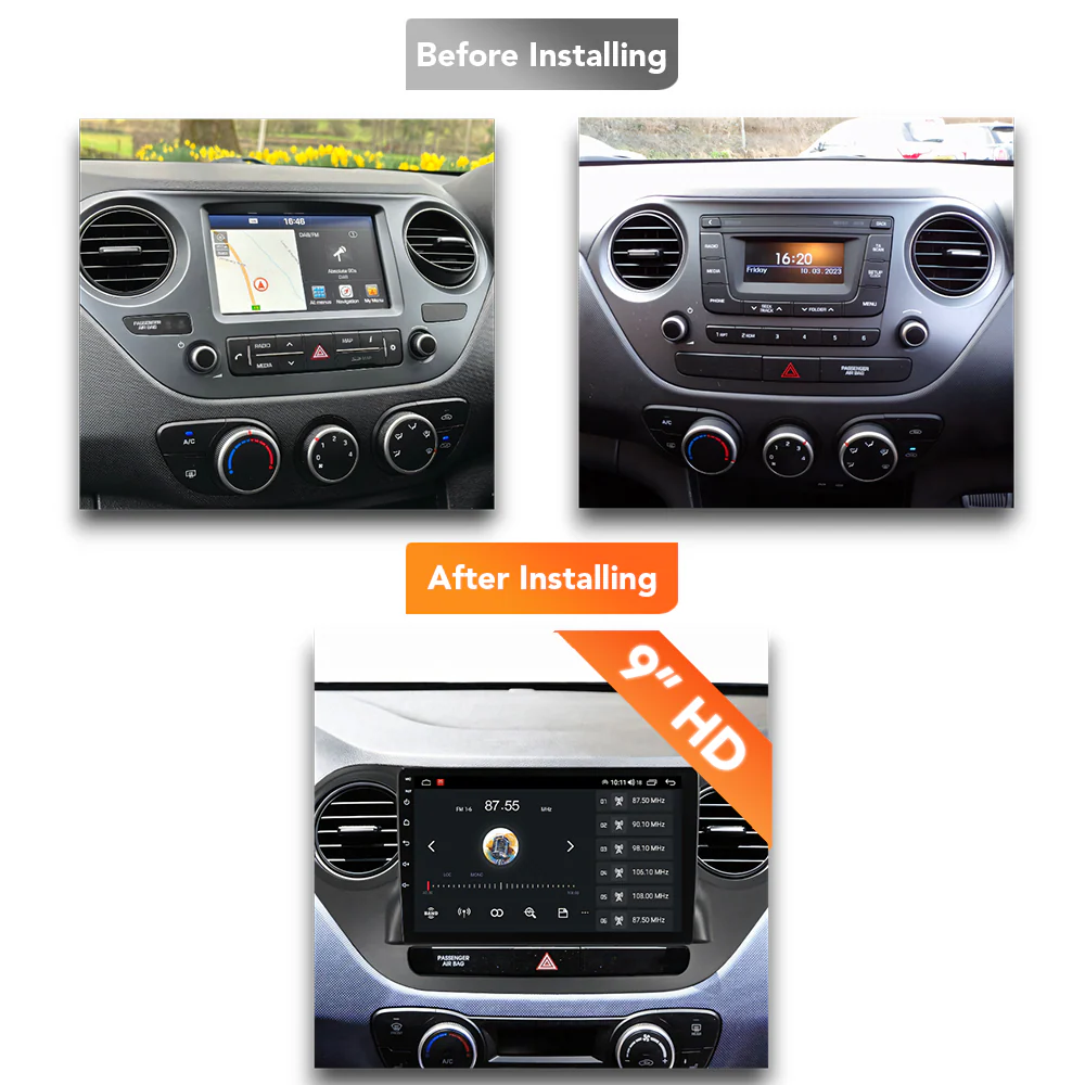 Hyundai i10 (2014 - 2017) Multimedia 10" Touchscreen Display + Built-In Wireless Carplay & Android Auto - Image 6