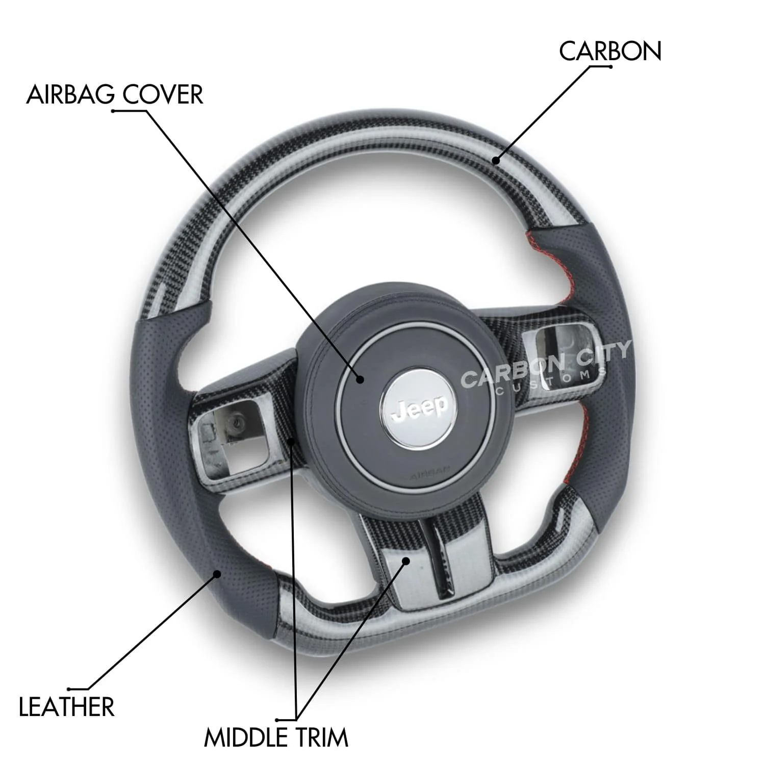 Jeep Wrangler Style Customizable Steering Wheel - Image 2