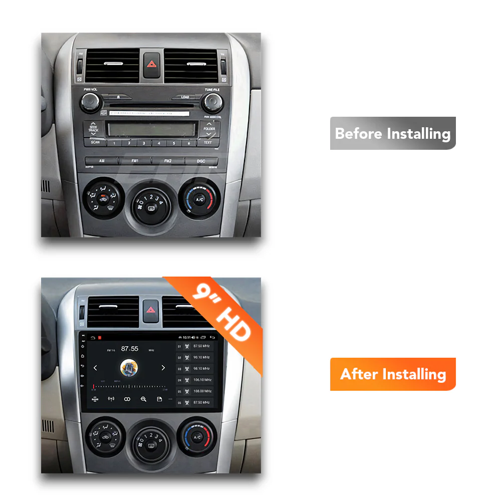 Toyota Corolla Sedan (2006 - 2013) Multimedia 9" Touchscreen Display + Built-In Wireless Carplay & Android Auto - Image 6