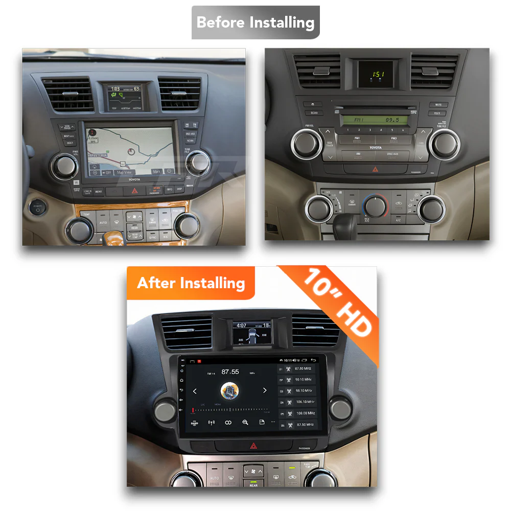 Toyota Highlander/Kluger (2007 - 2013) Multimedia 10" Touchscreen Display + Built-In Wireless Carplay & Android Auto - Image 6